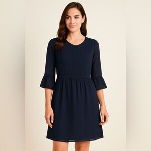 Banana Republic Navy Swiss Dot Fit & Flare Dress | spring dress Easter dress